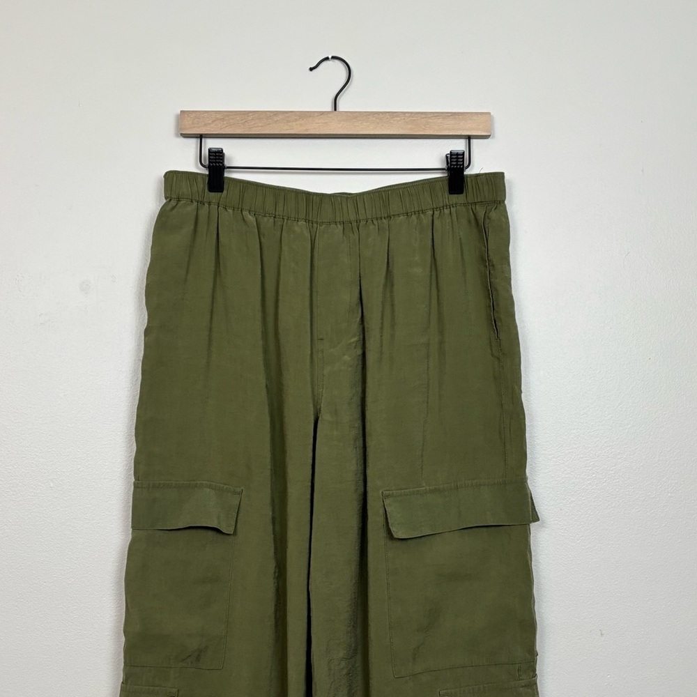 Madewell Pants Womens Medium Green Pull-On Wide-Leg Cargo in Softdrape - Picture 2 of 10